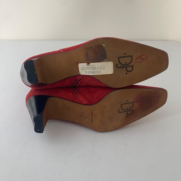 Donald Pliner Lancel Ankle Boots Shoes Heel Red Suede - Picture 9 of 10